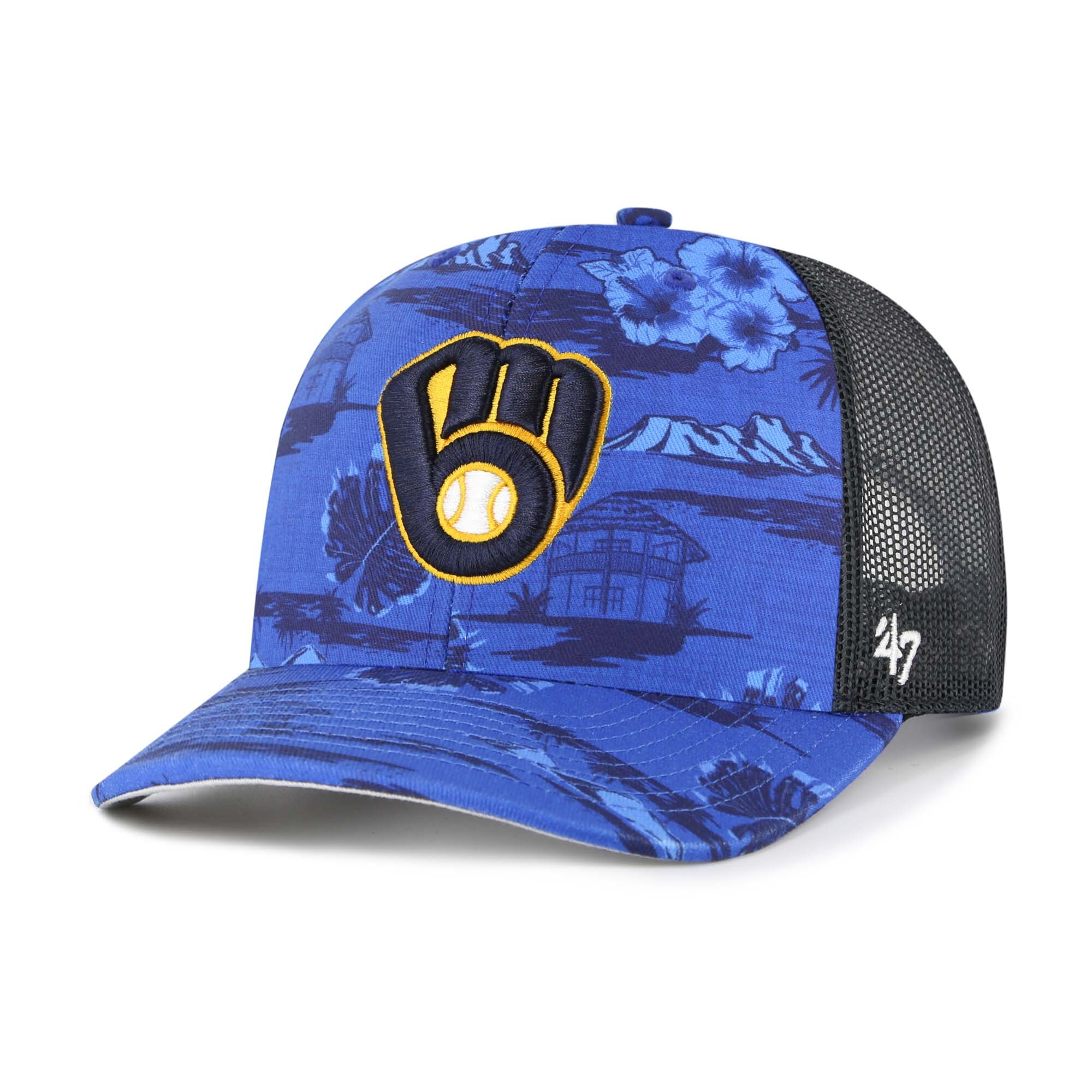 Milwaukee Brewers Jerseys Shop – mens milwaukee brewers 47 blue fiji trucker adjustable hat Baseball Jerseys and Caps