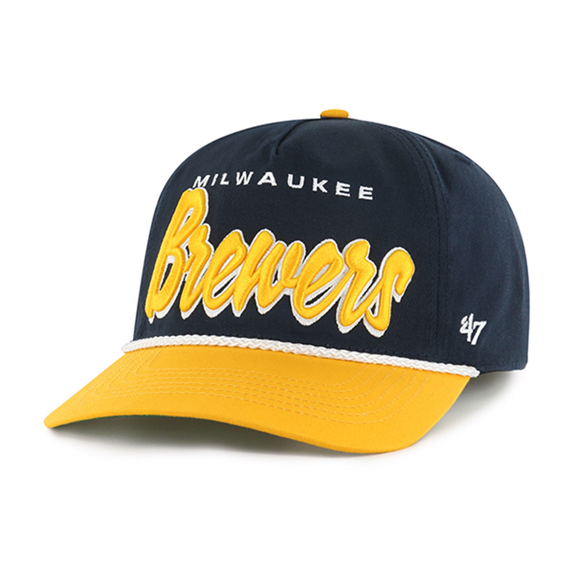 Milwaukee Brewers Jerseys Shop – mens milwaukee brewers 47 navy dropshadow rope hitch adjustable hat Baseball Jerseys and Caps