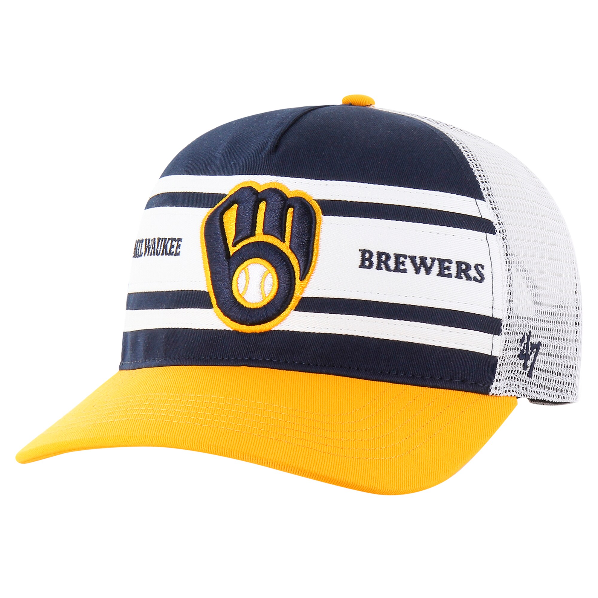 Milwaukee Brewers Jerseys Shop – mens milwaukee brewers 47 navy gridiron super stripe relaxed trucker hitch adjustable hat Baseball Jerseys and Caps