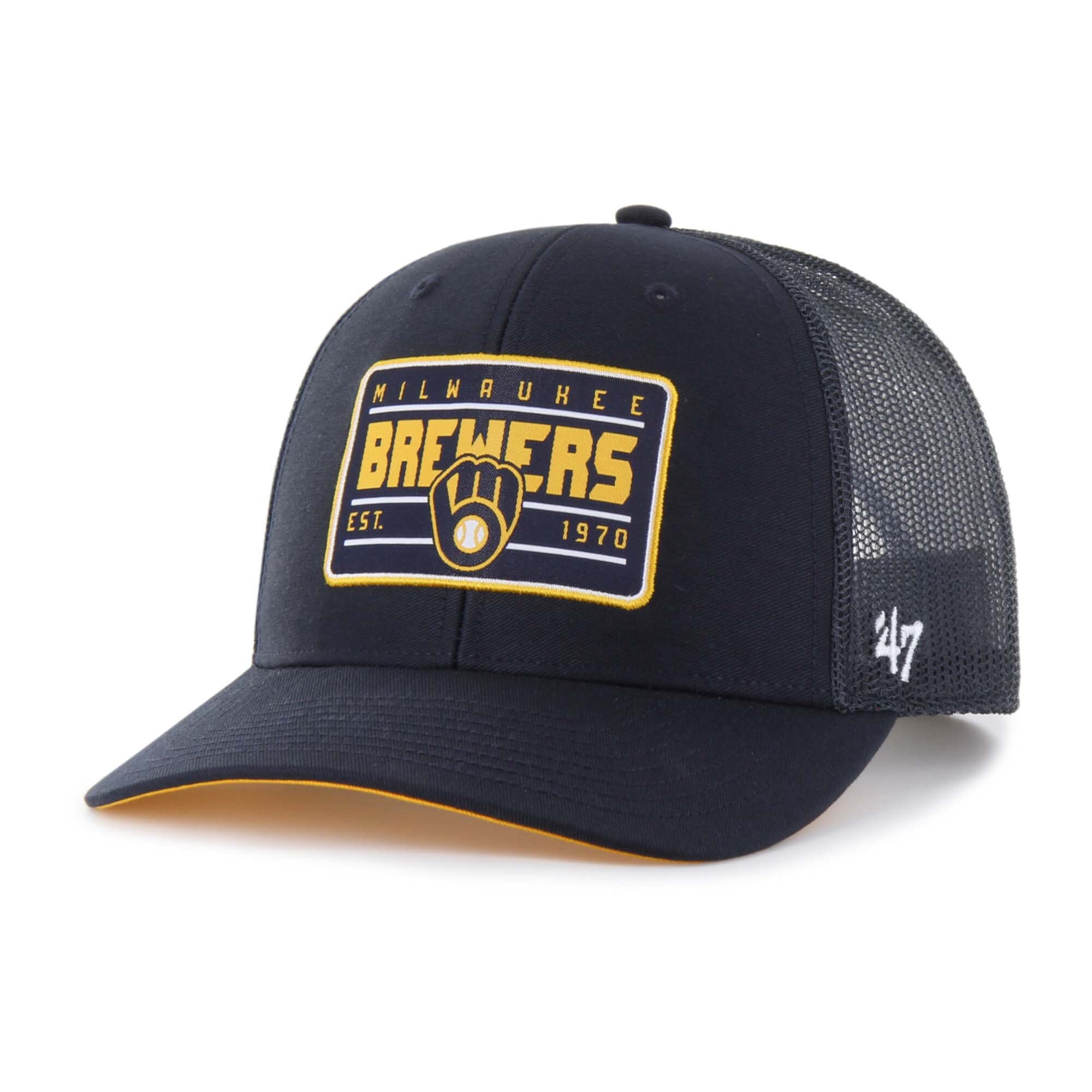 Milwaukee Brewers Jerseys Shop – mens milwaukee brewers 47 navy hardline trucker adjustable hat Baseball Jerseys and Caps