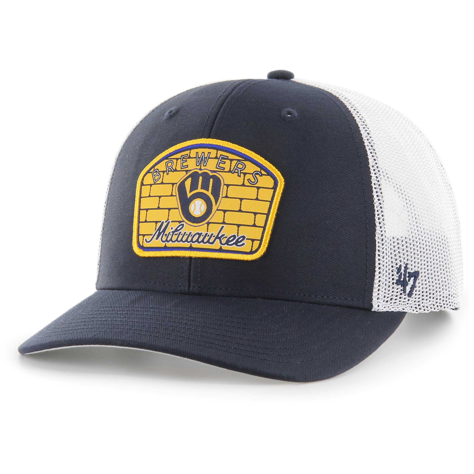 Milwaukee Brewers Jerseys Shop – mens milwaukee brewers 47 navy retro region patch trucker adjustable hat Baseball Jerseys and Caps