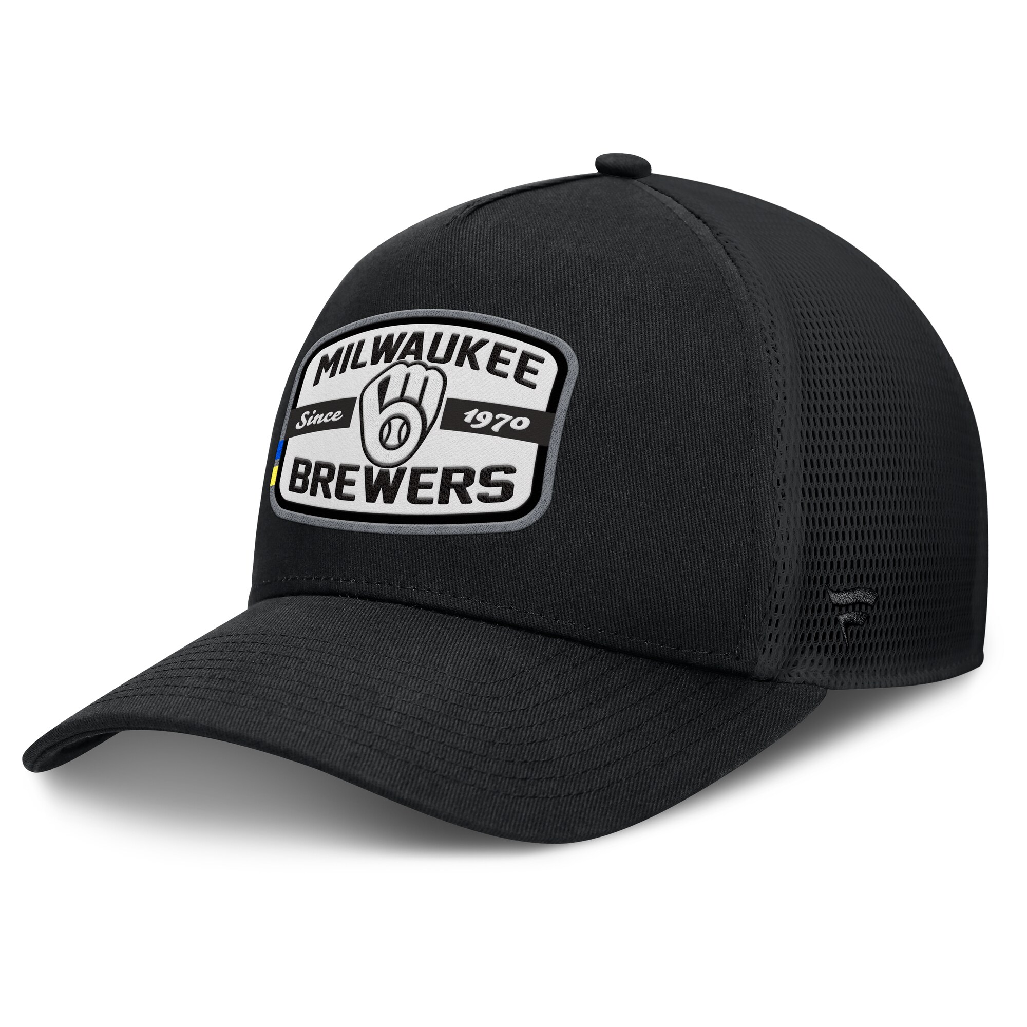 Milwaukee Brewers Jerseys Shop – mens milwaukee brewers fanatics black team patch a-frame trucker snapback hat Baseball Jerseys and Caps