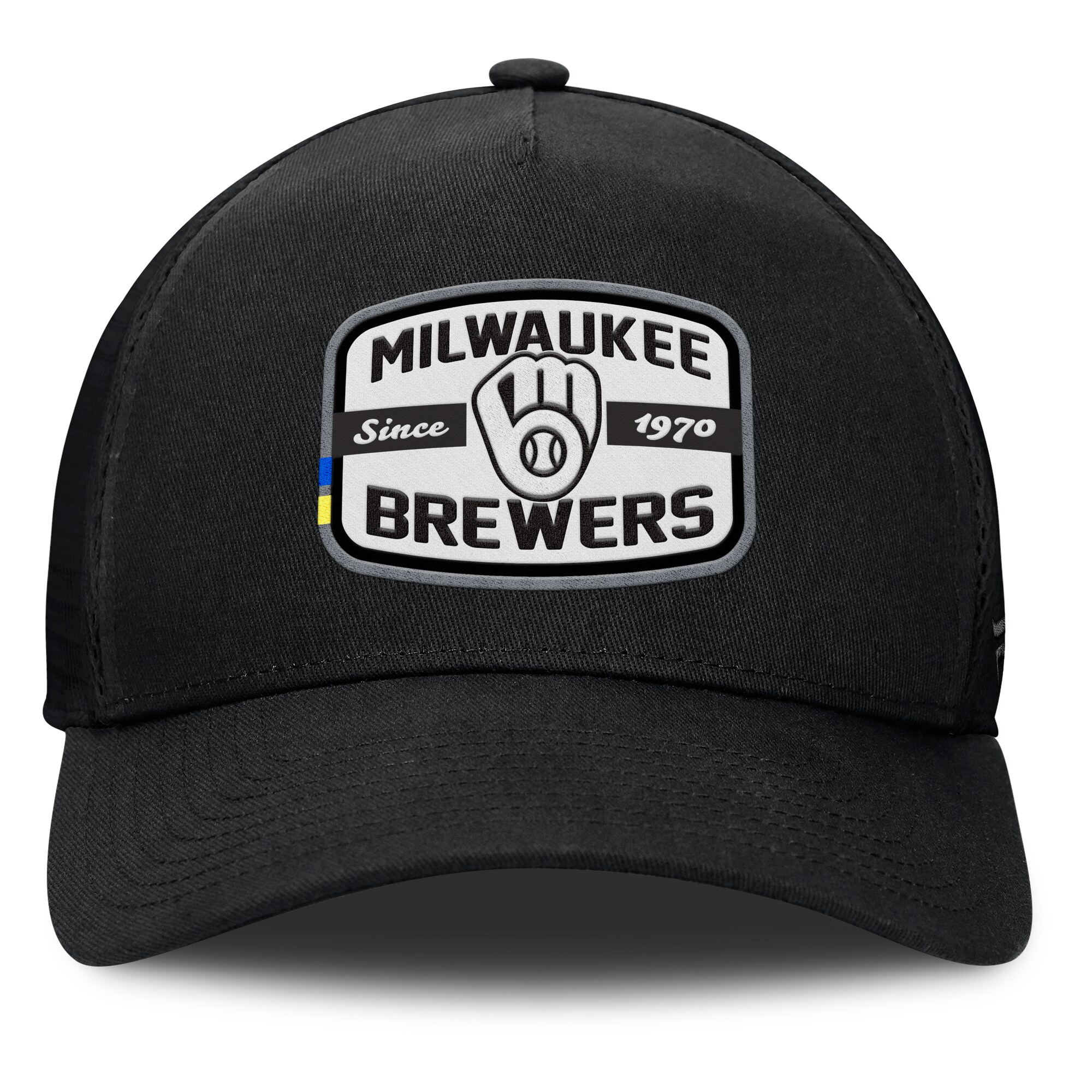 Milwaukee Brewers Jerseys Shop – mens milwaukee brewers fanatics black team patch a-frame trucker snapback hat Baseball Jerseys and Caps