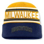 Milwaukee Brewers Jerseys Shop – mens milwaukee brewers fanatics navy fundamental team stripe cuffed knit hat Baseball Jerseys and Caps