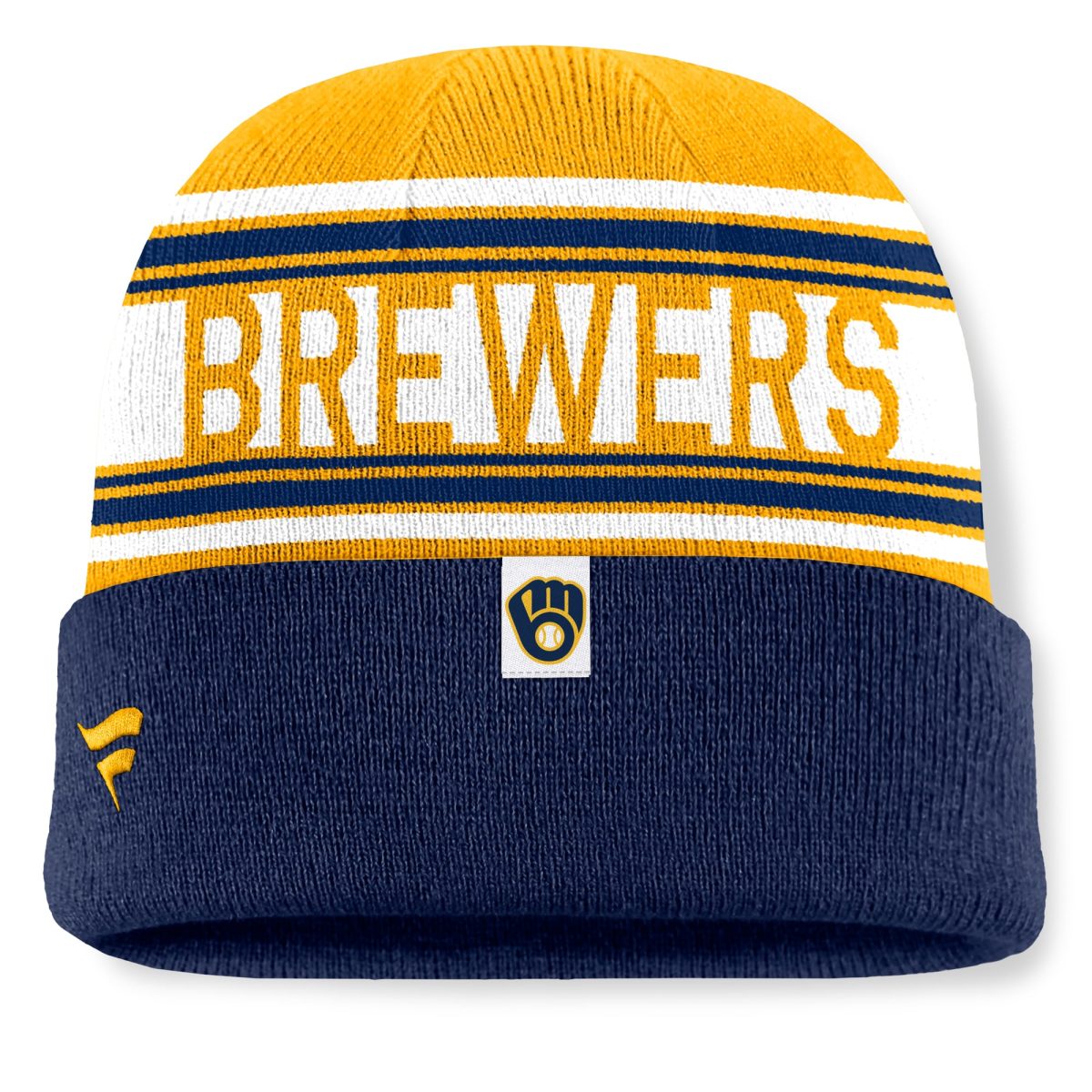 Milwaukee Brewers Jerseys Shop – mens milwaukee brewers fanatics navy fundamental team stripe cuffed knit hat Baseball Jerseys and Caps