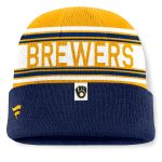 Milwaukee Brewers Jerseys Shop – mens milwaukee brewers fanatics navy fundamental team stripe cuffed knit hat Baseball Jerseys and Caps