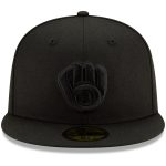 Milwaukee Brewers Jerseys Shop – mens milwaukee brewers new era black black on black 59fifty fitted hat Baseball Jerseys and Caps