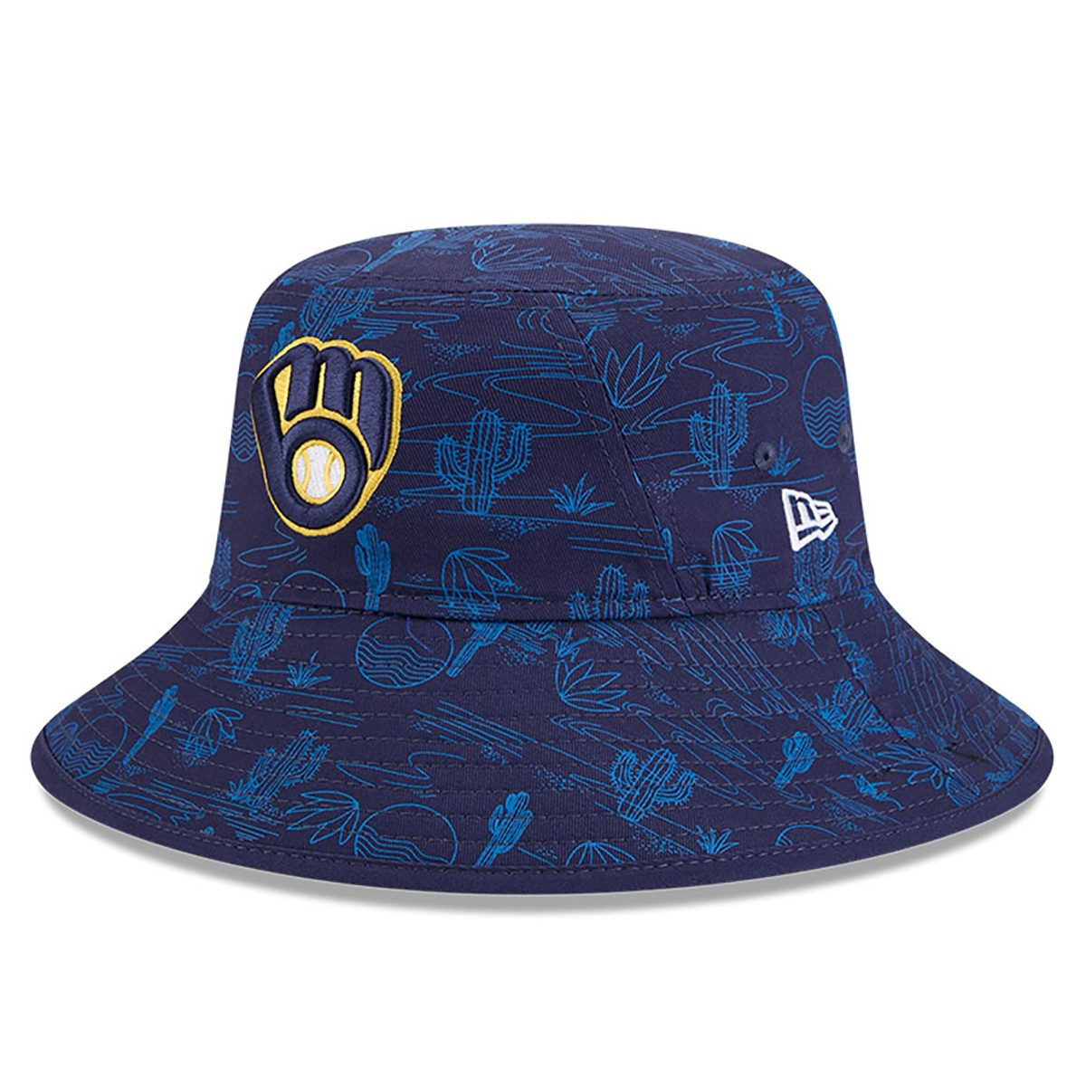 Milwaukee Brewers Jerseys Shop – mens milwaukee brewers new era navy 2025 spring training all over print bucket hat Baseball Jerseys and Caps