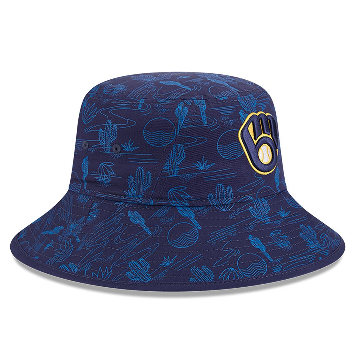 Milwaukee Brewers Jerseys Shop – mens milwaukee brewers new era navy 2025 spring training all over print bucket hat Baseball Jerseys and Caps