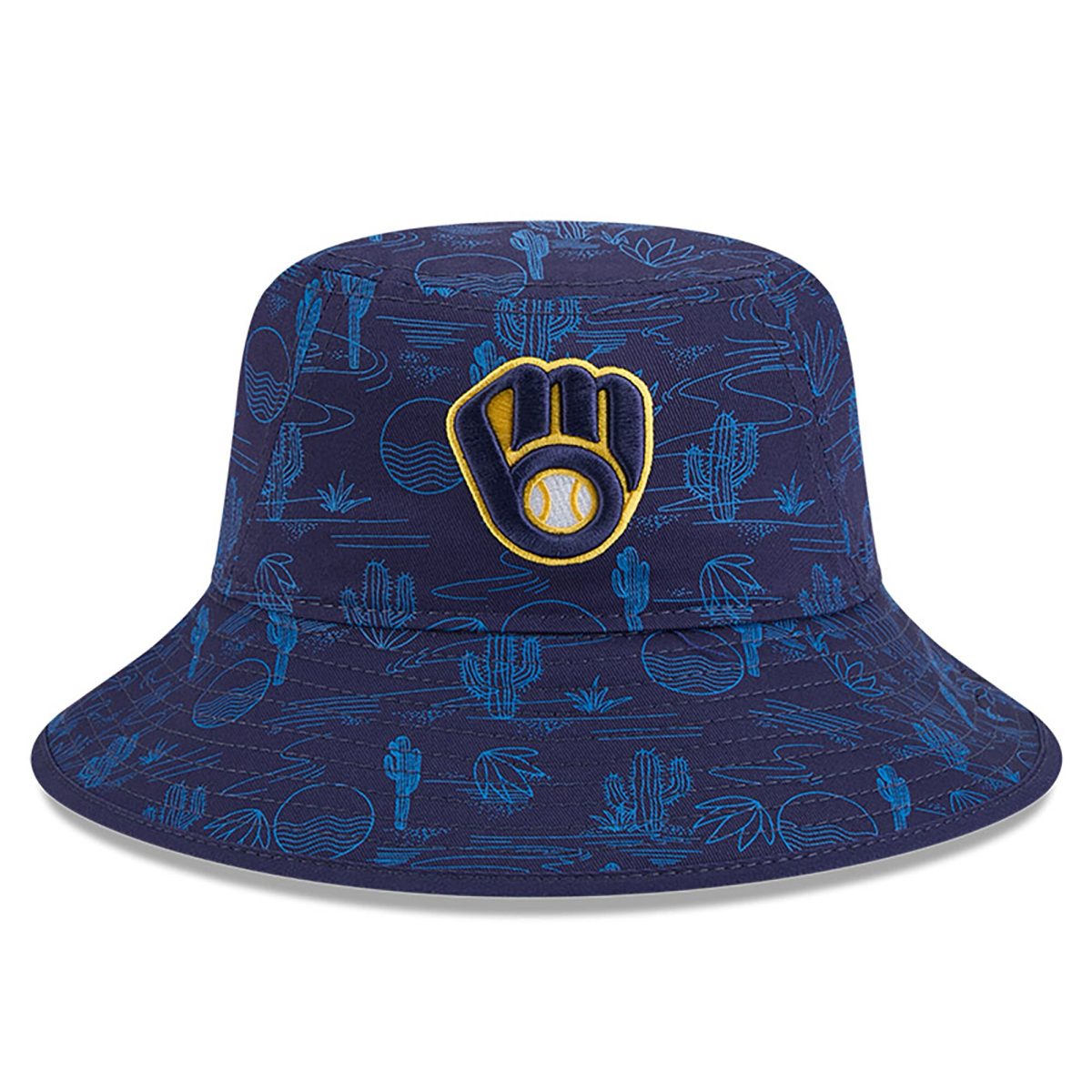 Milwaukee Brewers Jerseys Shop – mens milwaukee brewers new era navy 2025 spring training all over print bucket hat Baseball Jerseys and Caps