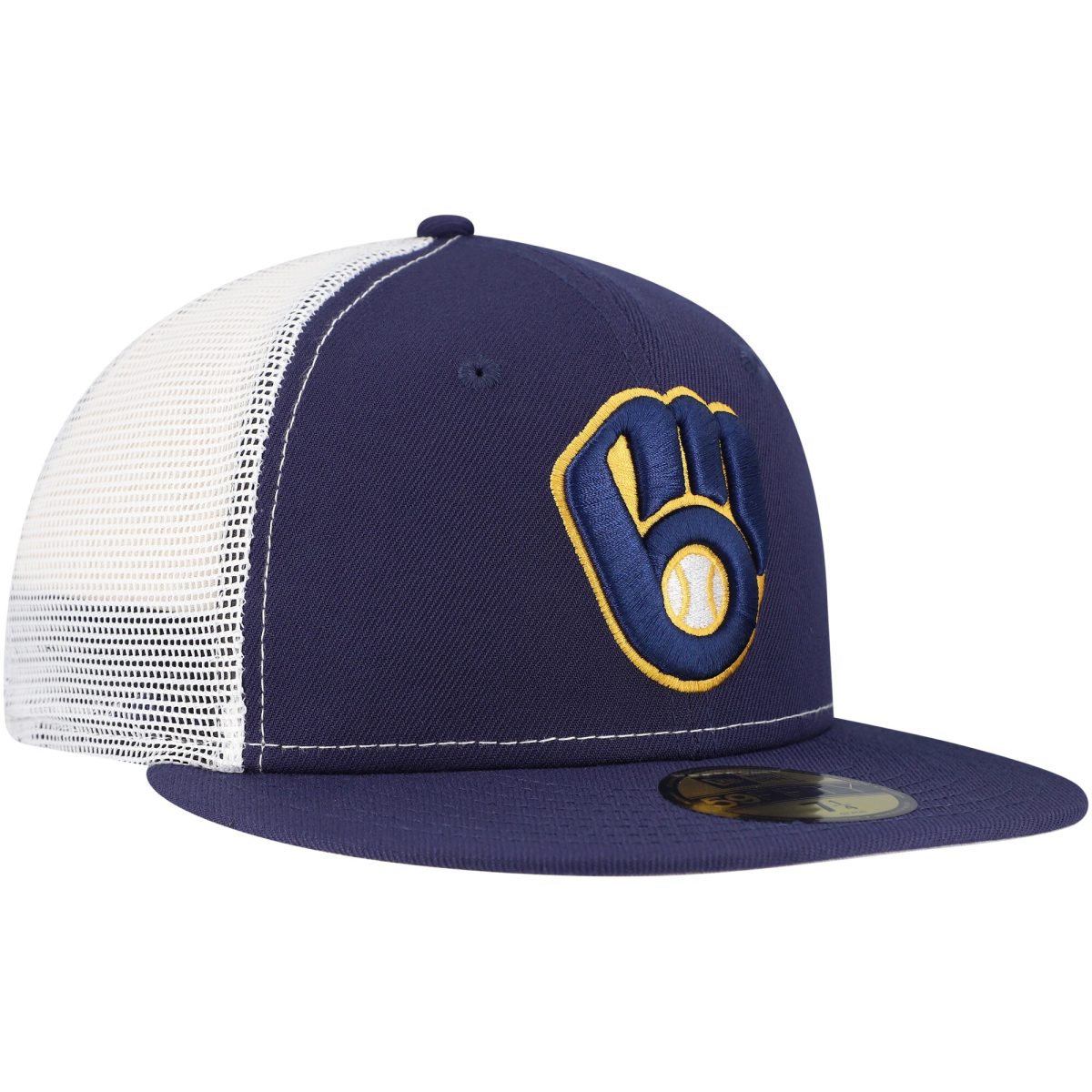 Milwaukee Brewers Jerseys Shop – mens milwaukee brewers new era navy team color 59fifty trucker fitted hat Baseball Jerseys and Caps