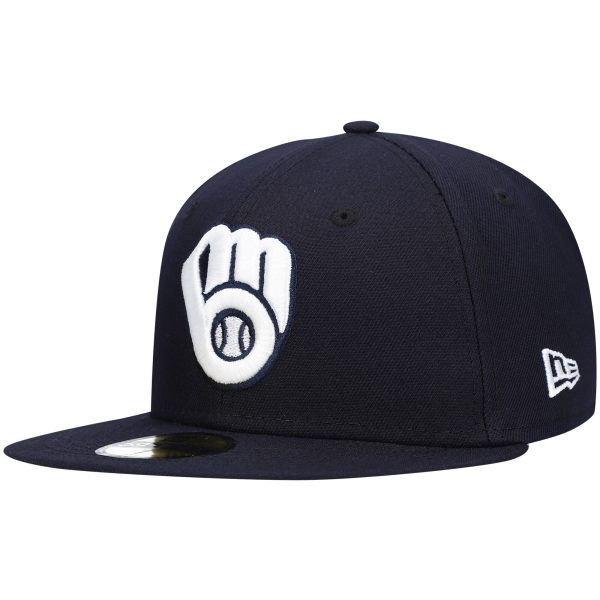 Milwaukee Brewers Jerseys Shop – mens milwaukee brewers new era navy white logo 59fifty fitted hat Baseball Jerseys and Caps