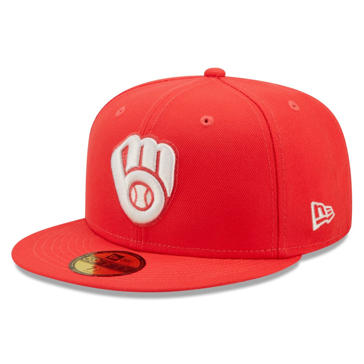 Milwaukee Brewers Jerseys Shop – mens milwaukee brewers new era red lava highlighter logo 59fifty fitted hat Baseball Jerseys and Caps