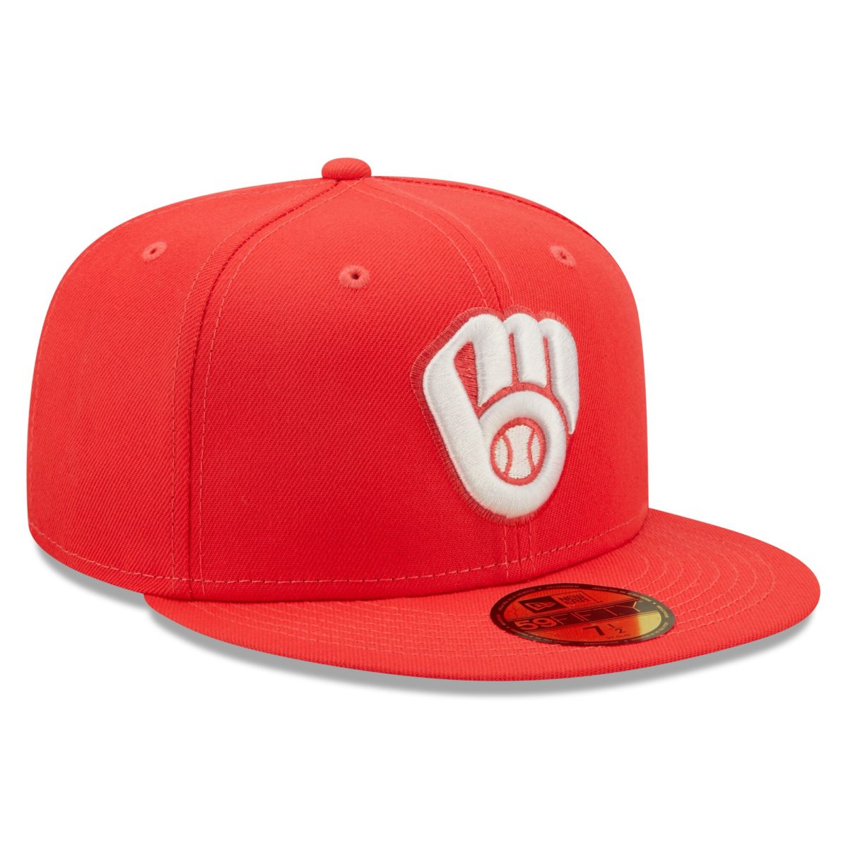 Milwaukee Brewers Jerseys Shop – mens milwaukee brewers new era red lava highlighter logo 59fifty fitted hat Baseball Jerseys and Caps