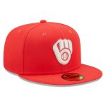 Milwaukee Brewers Jerseys Shop – mens milwaukee brewers new era red lava highlighter logo 59fifty fitted hat Baseball Jerseys and Caps