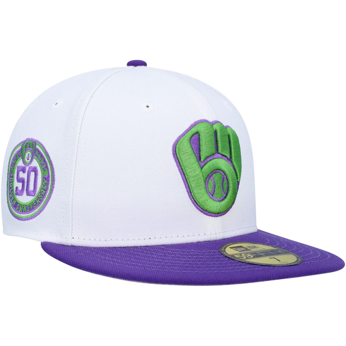 Milwaukee Brewers Jerseys Shop – mens milwaukee brewers new era white 50th anniversary side patch 59fifty fitted hat Baseball Jerseys and Caps