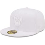 Milwaukee Brewers Jerseys Shop – mens milwaukee brewers new era white on white 59fifty fitted hat Baseball Jerseys and Caps